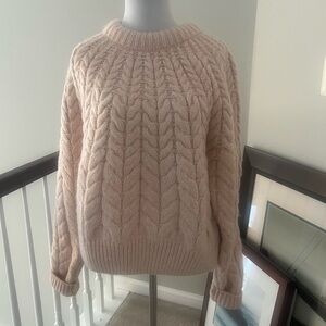 H&M NEW Chunky Cable Knit Fisherman Sweater - Cream